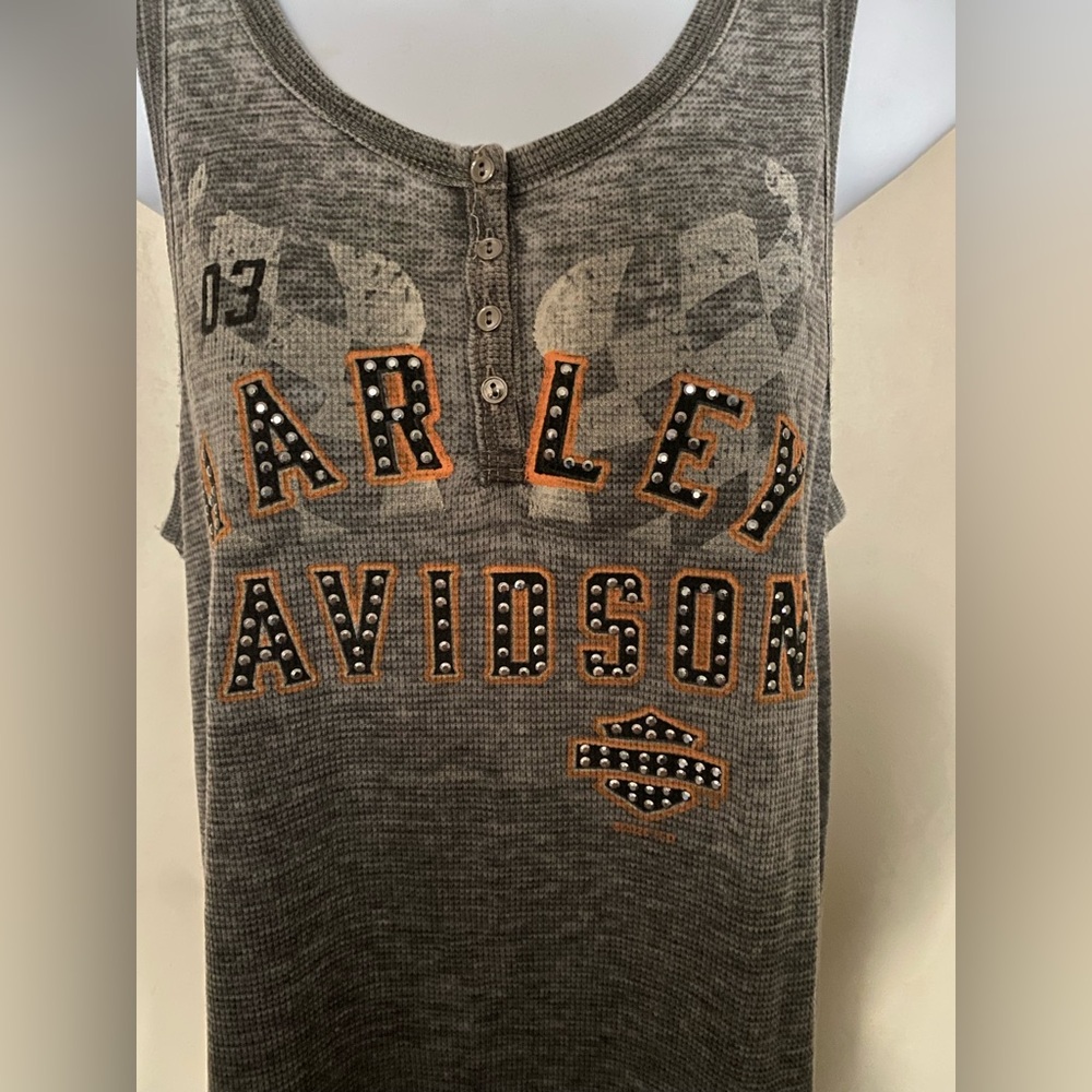NWT Harley Davison lightweight waffle sleeveless top logo front size large